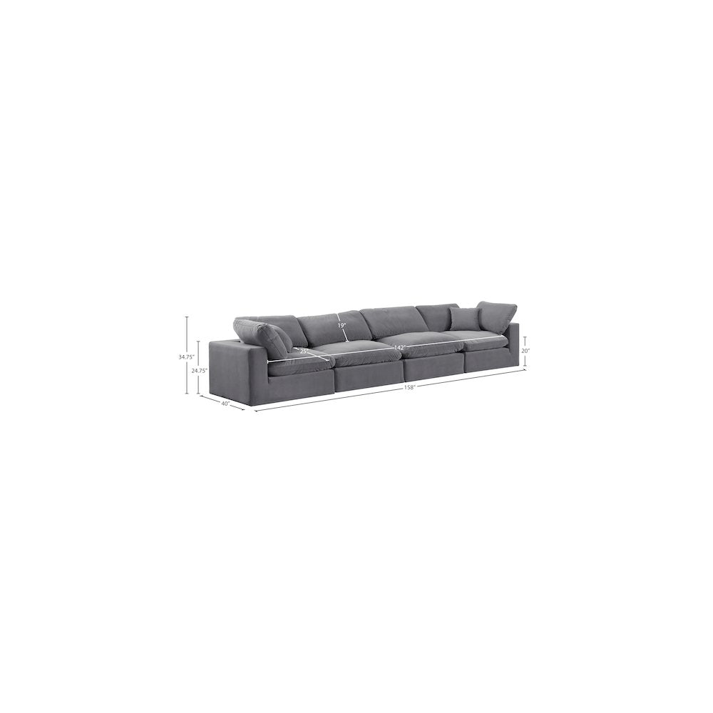 Comfy Grey Velvet Modular Sofa