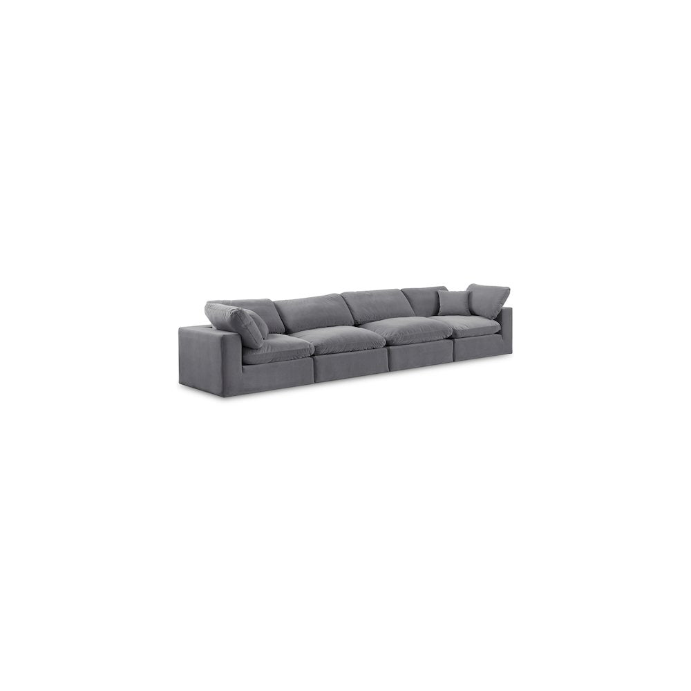 Comfy Grey Velvet Modular Sofa