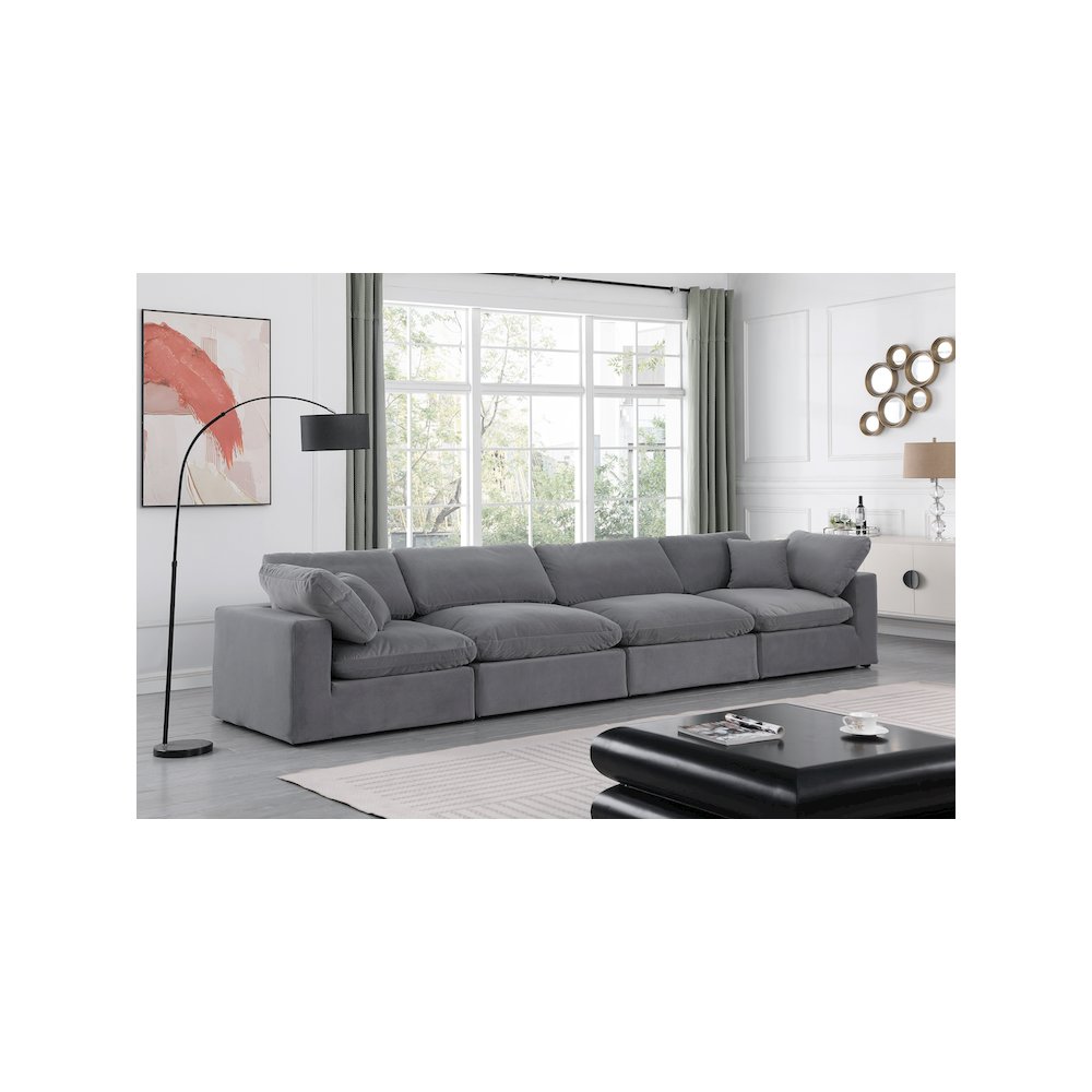 Comfy Grey Velvet Modular Sofa