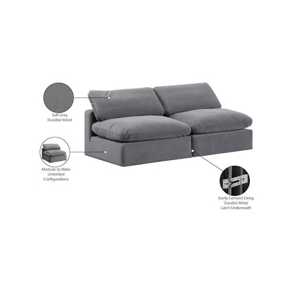 Comfy Grey Velvet Modular Sofa