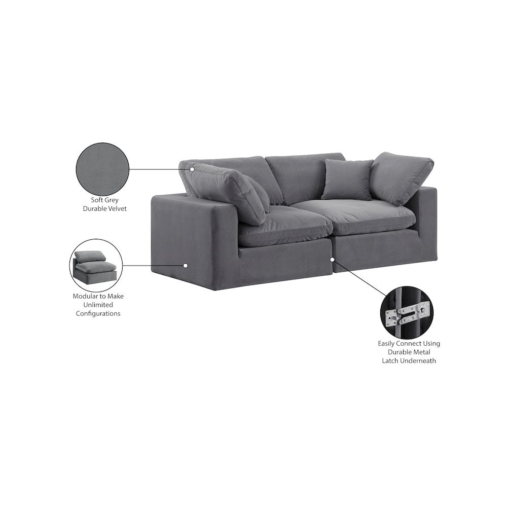 Comfy Grey Velvet Modular Sofa