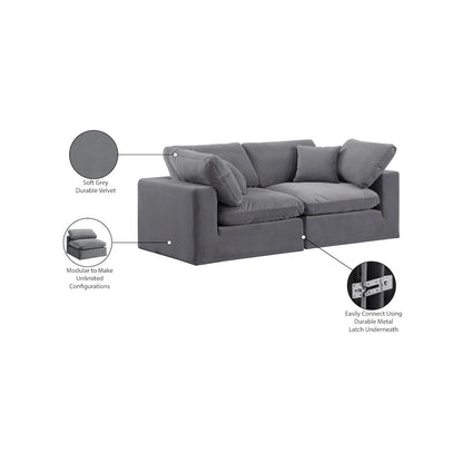 Comfy Grey Velvet Modular Sofa