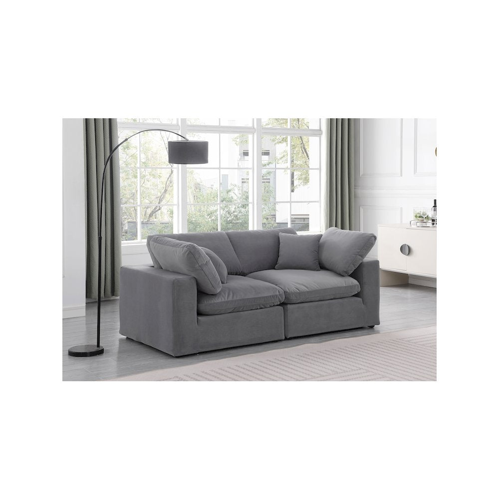 Comfy Grey Velvet Modular Sofa