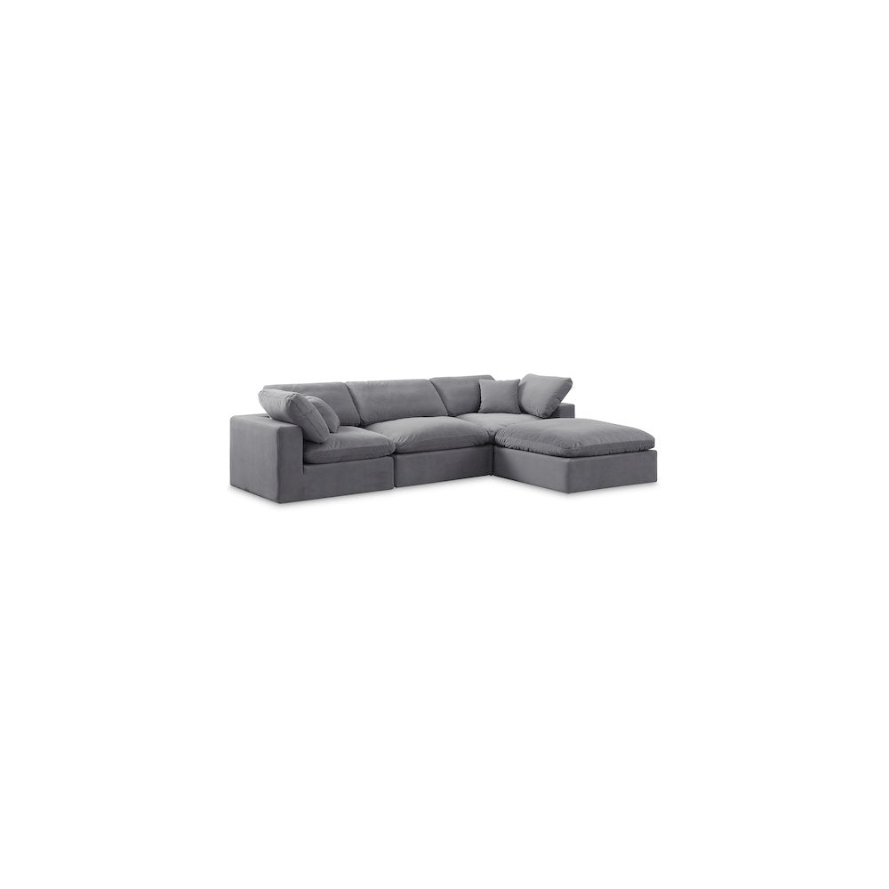 Comfy Grey Velvet Modular Sectional