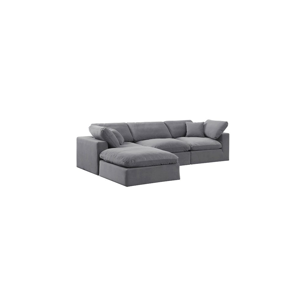 Comfy Grey Velvet Modular Sectional