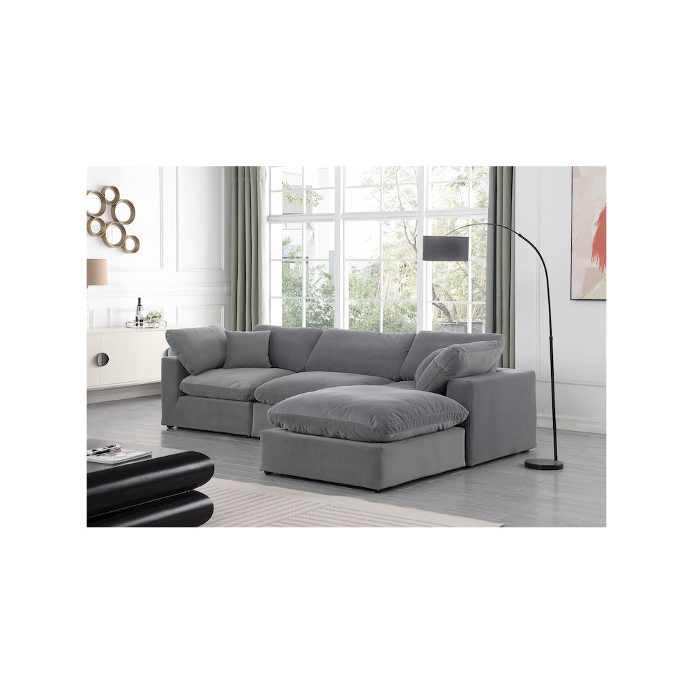 Comfy Grey Velvet Modular Sectional