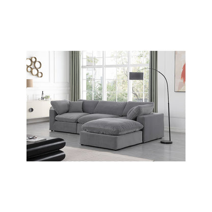 Comfy Grey Velvet Modular Sectional