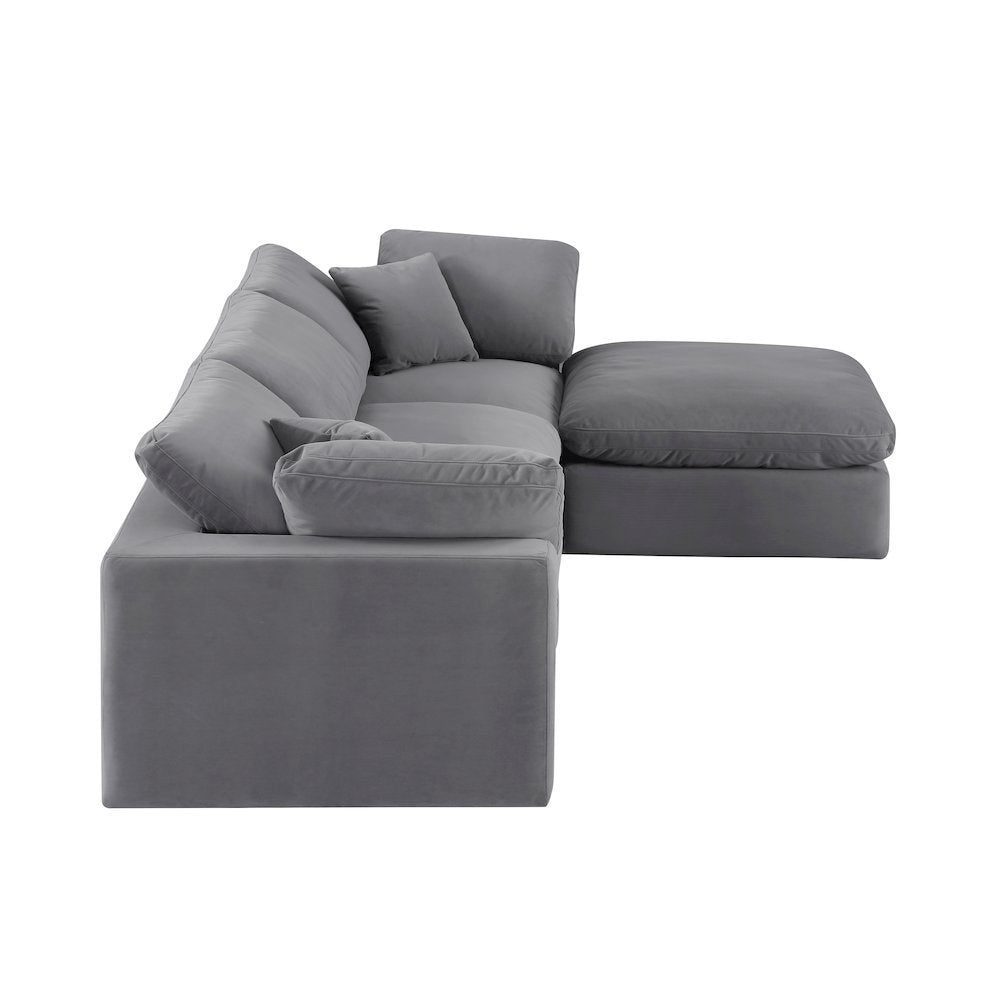 Comfy Grey Velvet Modular Sectional