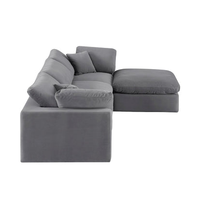 Comfy Grey Velvet Modular Sectional