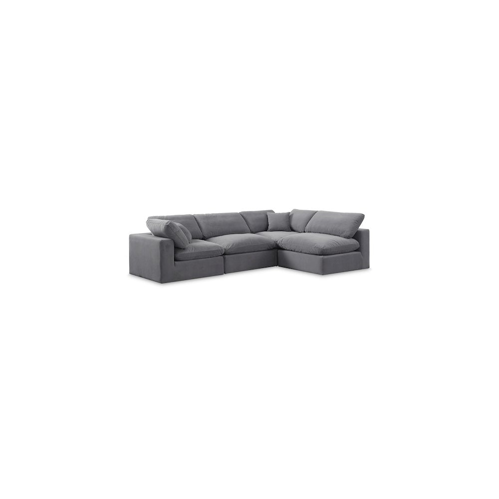 Comfy Grey Velvet Modular Sectional