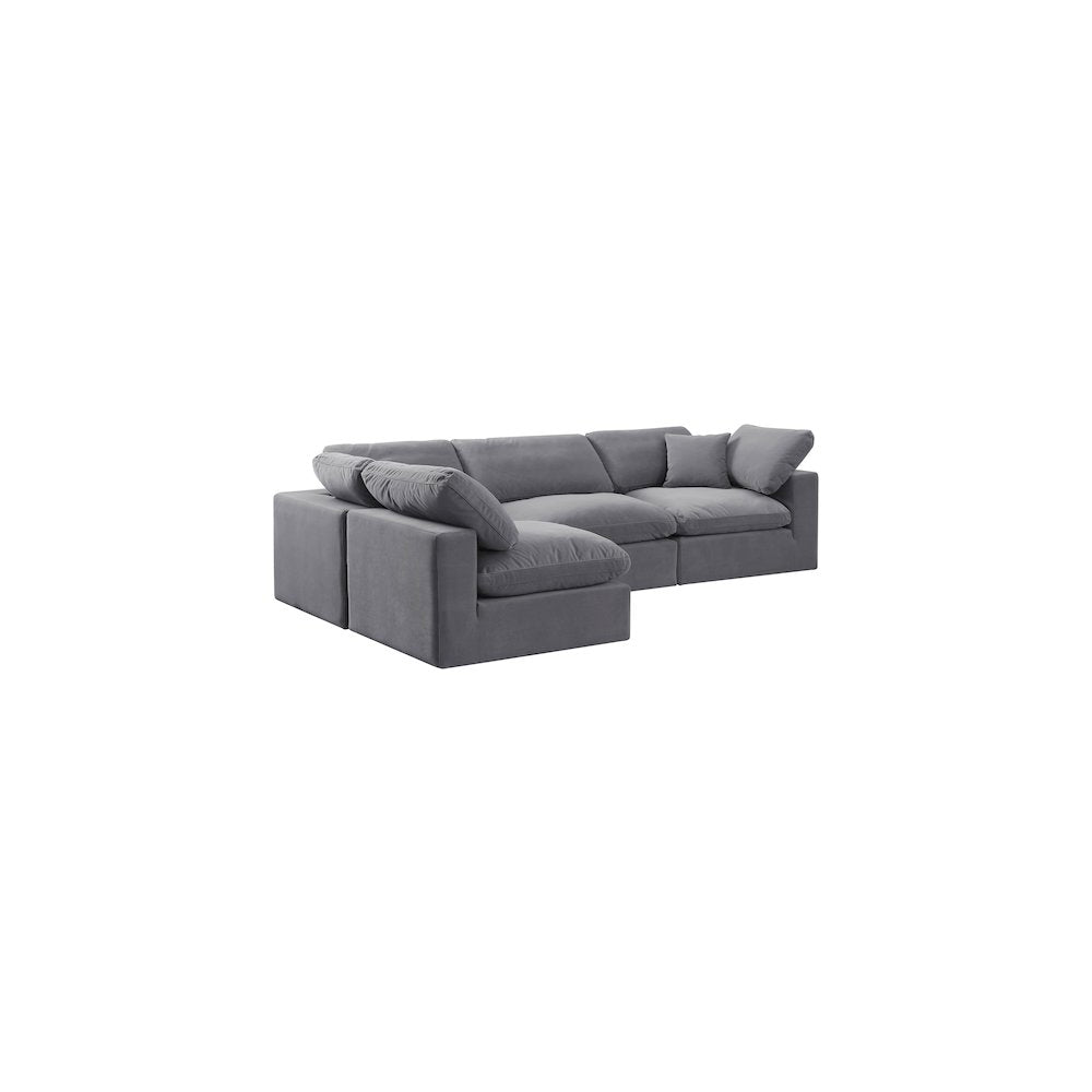 Comfy Grey Velvet Modular Sectional