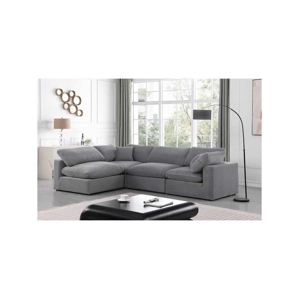 Comfy Grey Velvet Modular Sectional