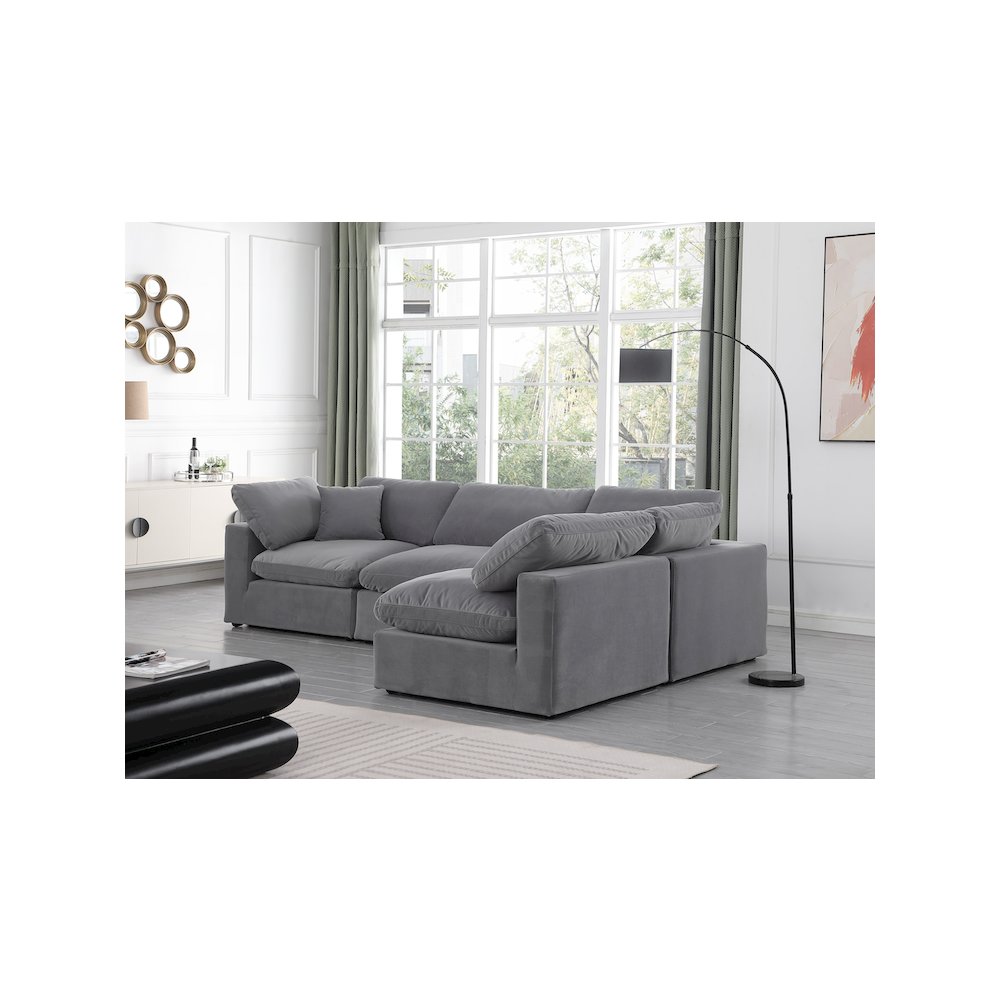 Comfy Grey Velvet Modular Sectional