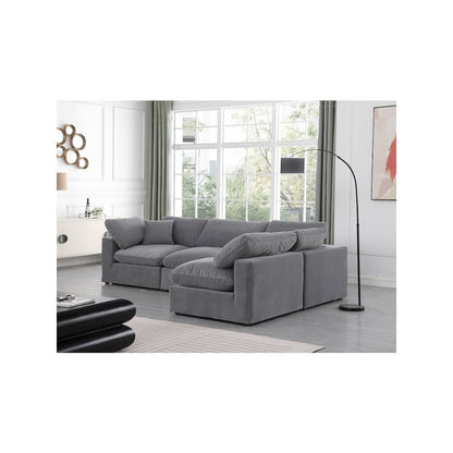 Comfy Grey Velvet Modular Sectional
