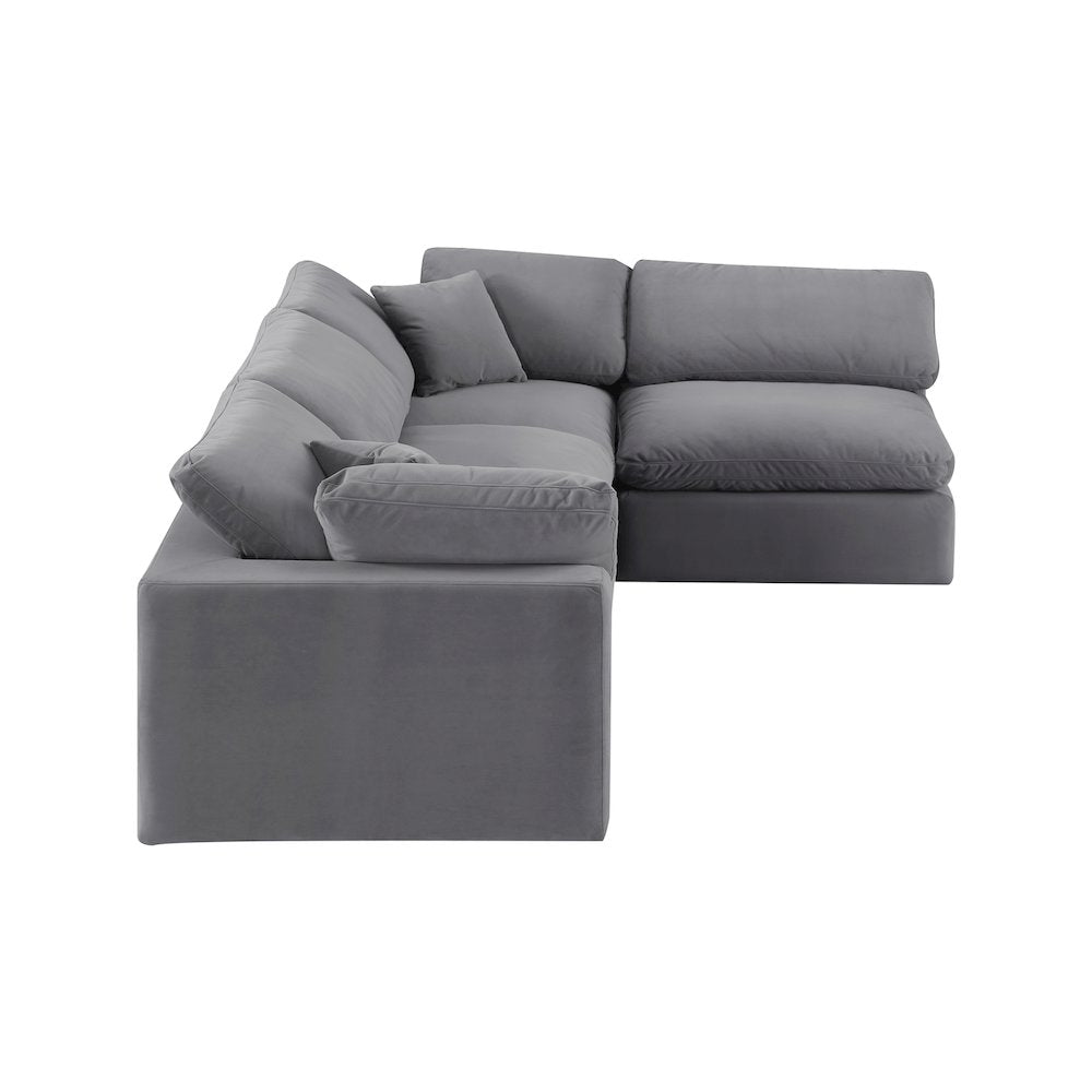 Comfy Grey Velvet Modular Sectional