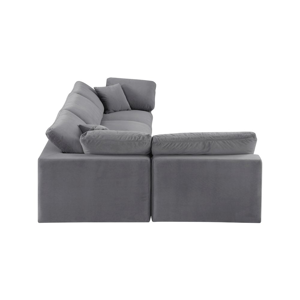 Comfy Grey Velvet Modular Sectional