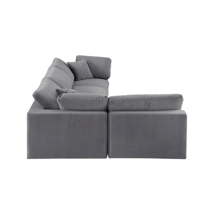 Comfy Grey Velvet Modular Sectional