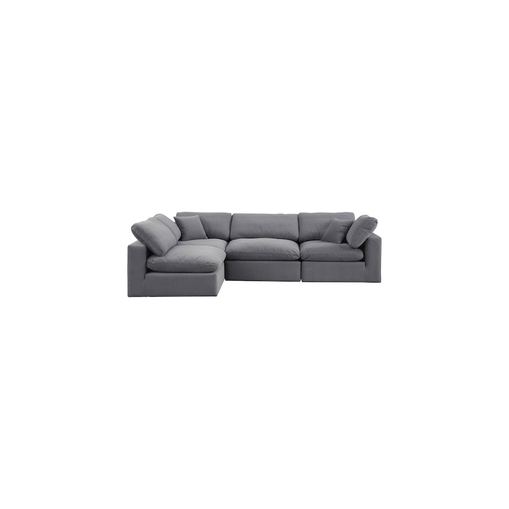 Comfy Grey Velvet Modular Sectional