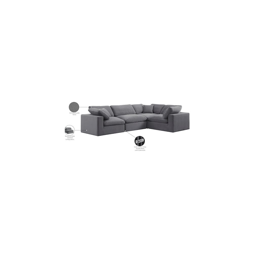 Comfy Grey Velvet Modular Sectional
