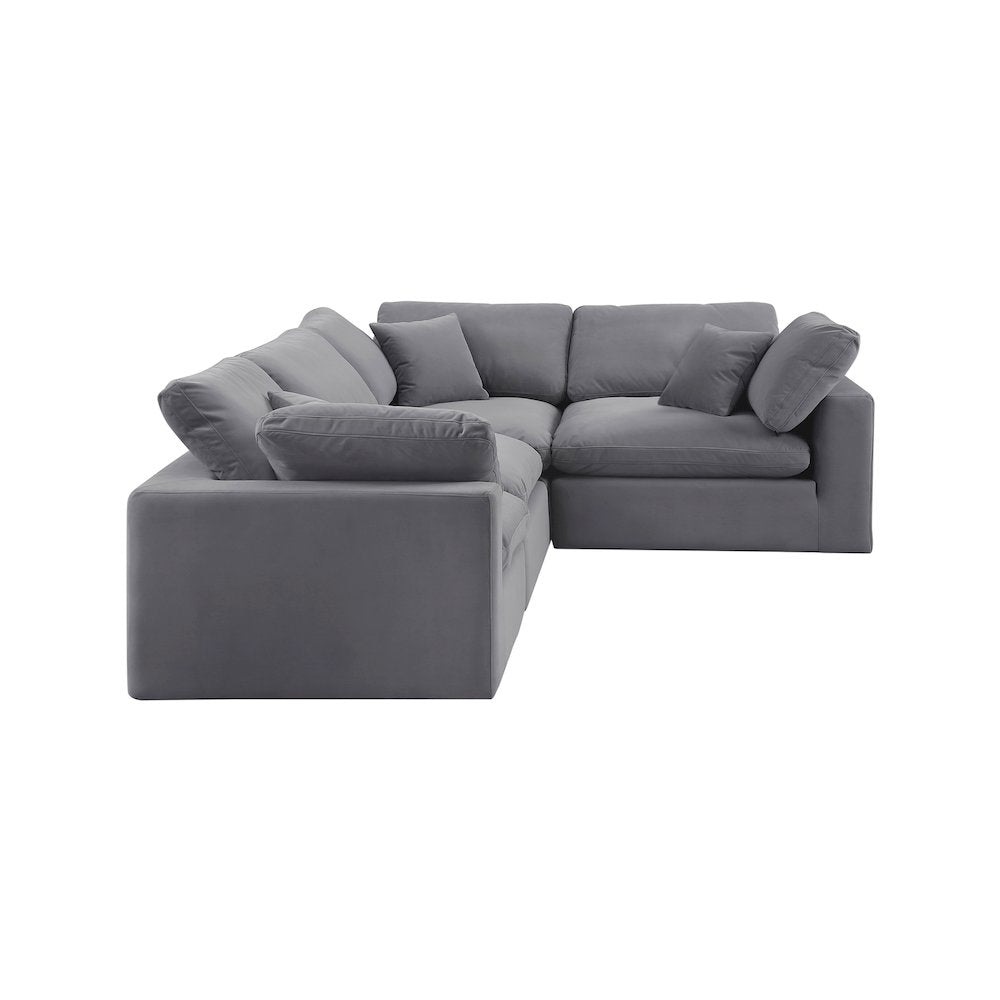 Comfy Grey Velvet Modular Sectional