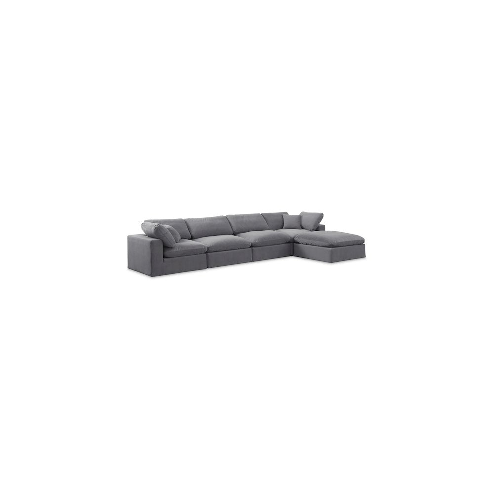 Comfy Grey Velvet Modular Sectional