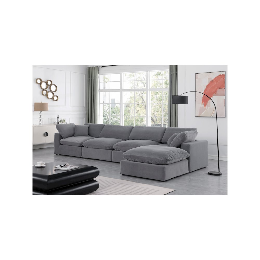 Comfy Grey Velvet Modular Sectional