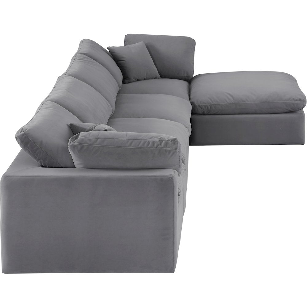 Comfy Grey Velvet Modular Sectional