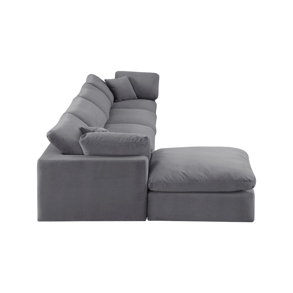 Comfy Grey Velvet Modular Sectional
