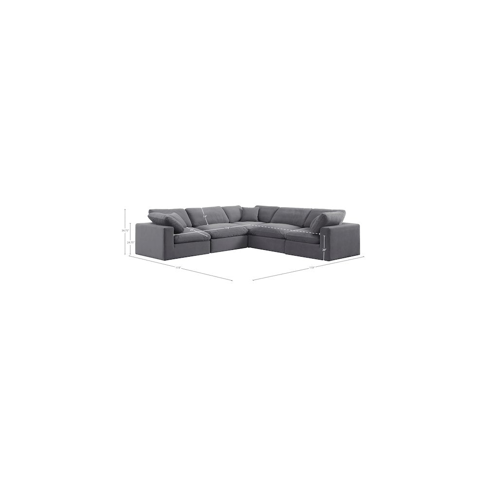 Comfy Grey Velvet Modular Sectional