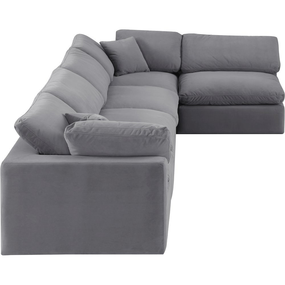 Comfy Grey Velvet Modular Sectional