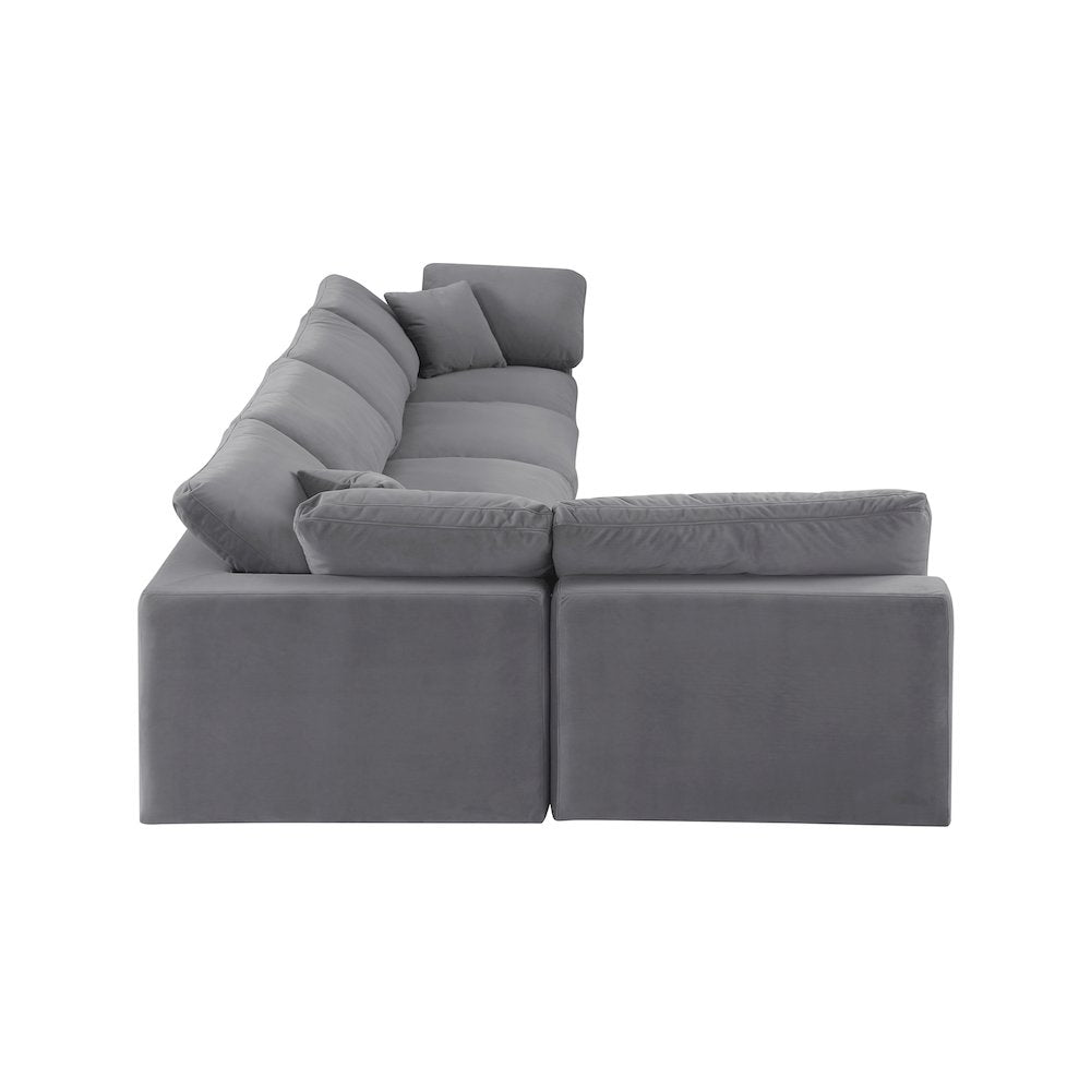 Comfy Grey Velvet Modular Sectional