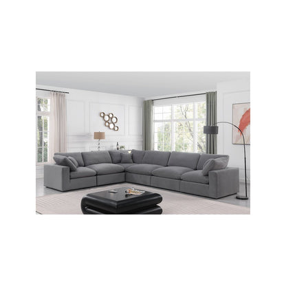 Comfy Grey Velvet Modular Sectional