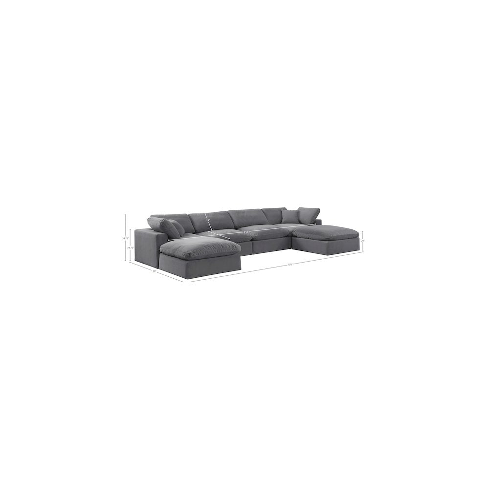 Comfy Grey Velvet Modular Sectional