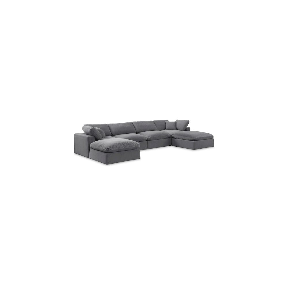Comfy Grey Velvet Modular Sectional