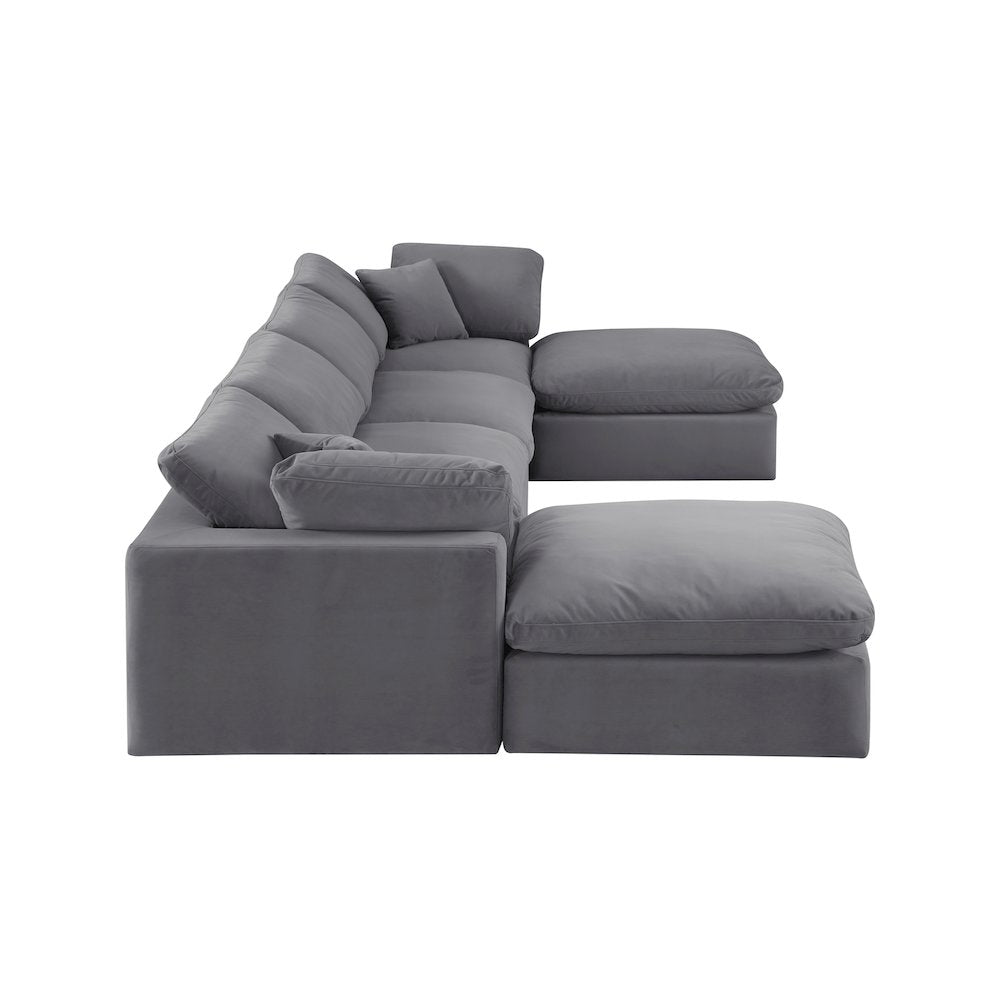 Comfy Grey Velvet Modular Sectional