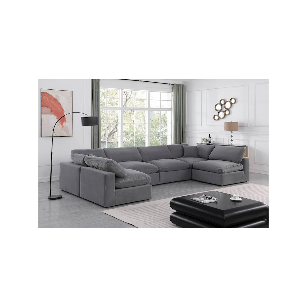 Comfy Grey Velvet Modular Sectional