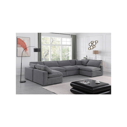 Comfy Grey Velvet Modular Sectional