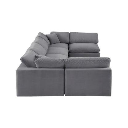 Comfy Grey Velvet Modular Sectional