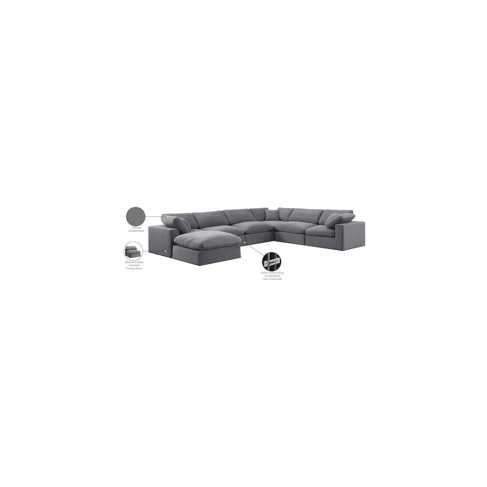 Comfy Grey Velvet Modular Sectional