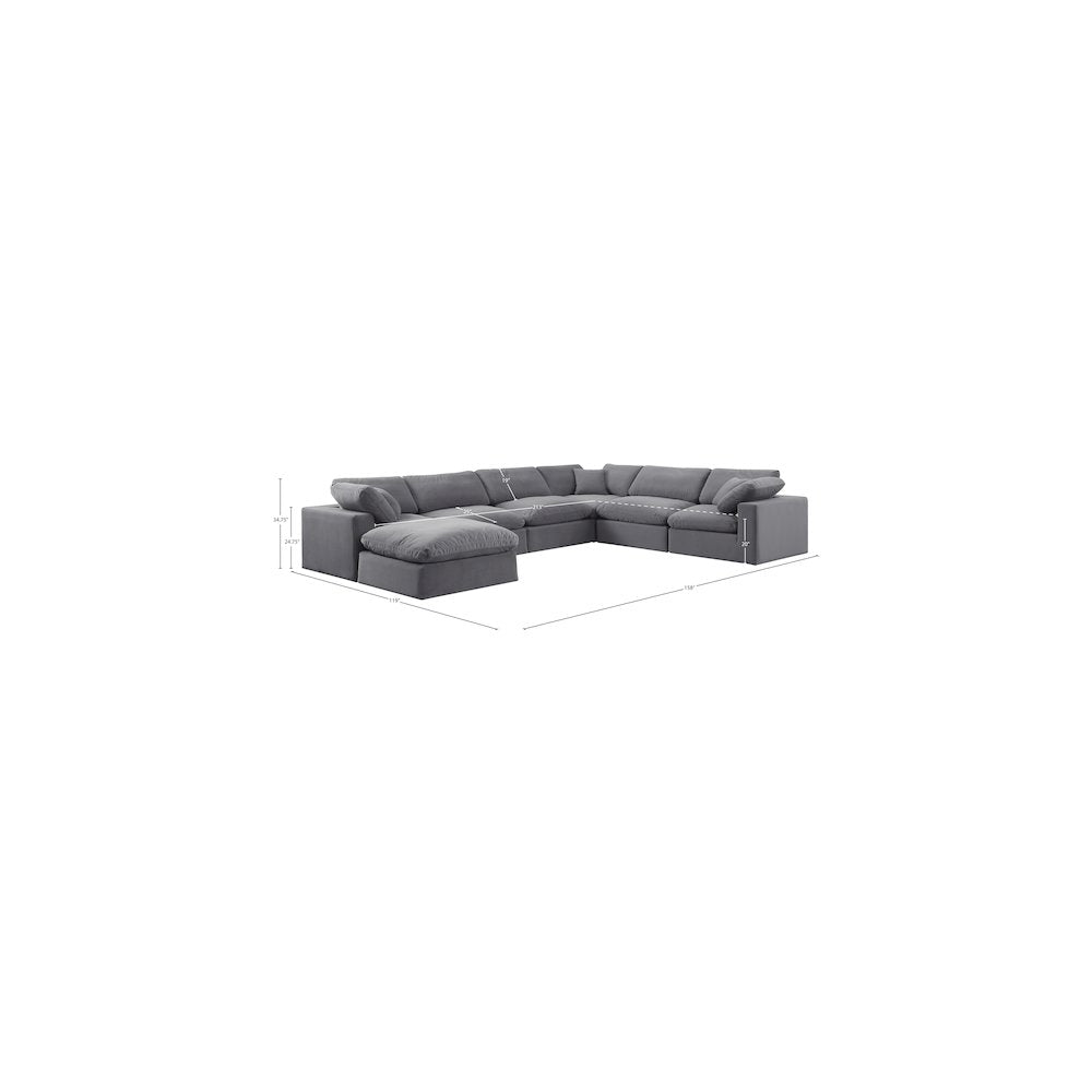 Comfy Grey Velvet Modular Sectional