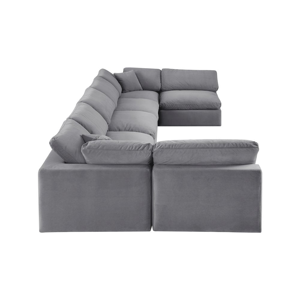 Comfy Grey Velvet Modular Sectional