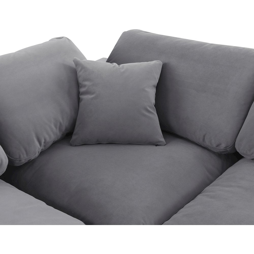 Comfy Grey Velvet Modular Sectional