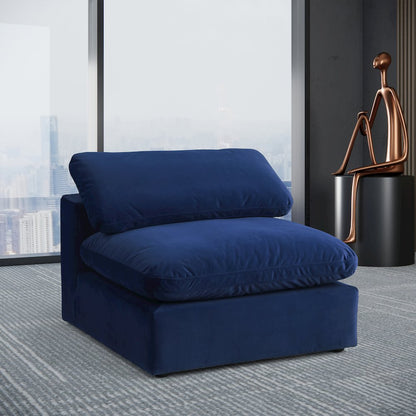 Comfy Navy Velvet Modular Armless Chair