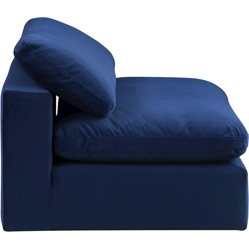Comfy Navy Velvet Modular Armless Chair