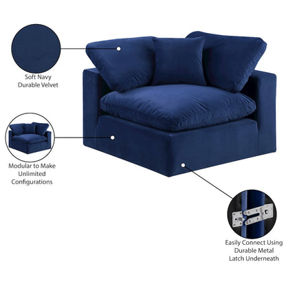 Comfy Navy Velvet Modular Corner Chair