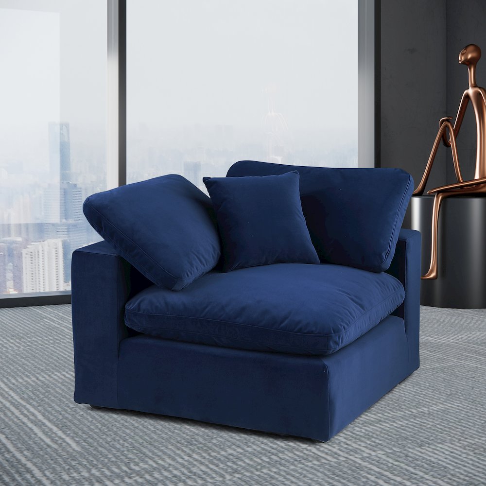 Comfy Navy Velvet Modular Corner Chair