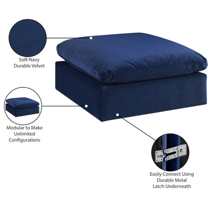Comfy Navy Velvet Modular Ottoman