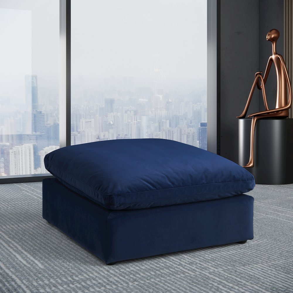 Comfy Navy Velvet Modular Ottoman