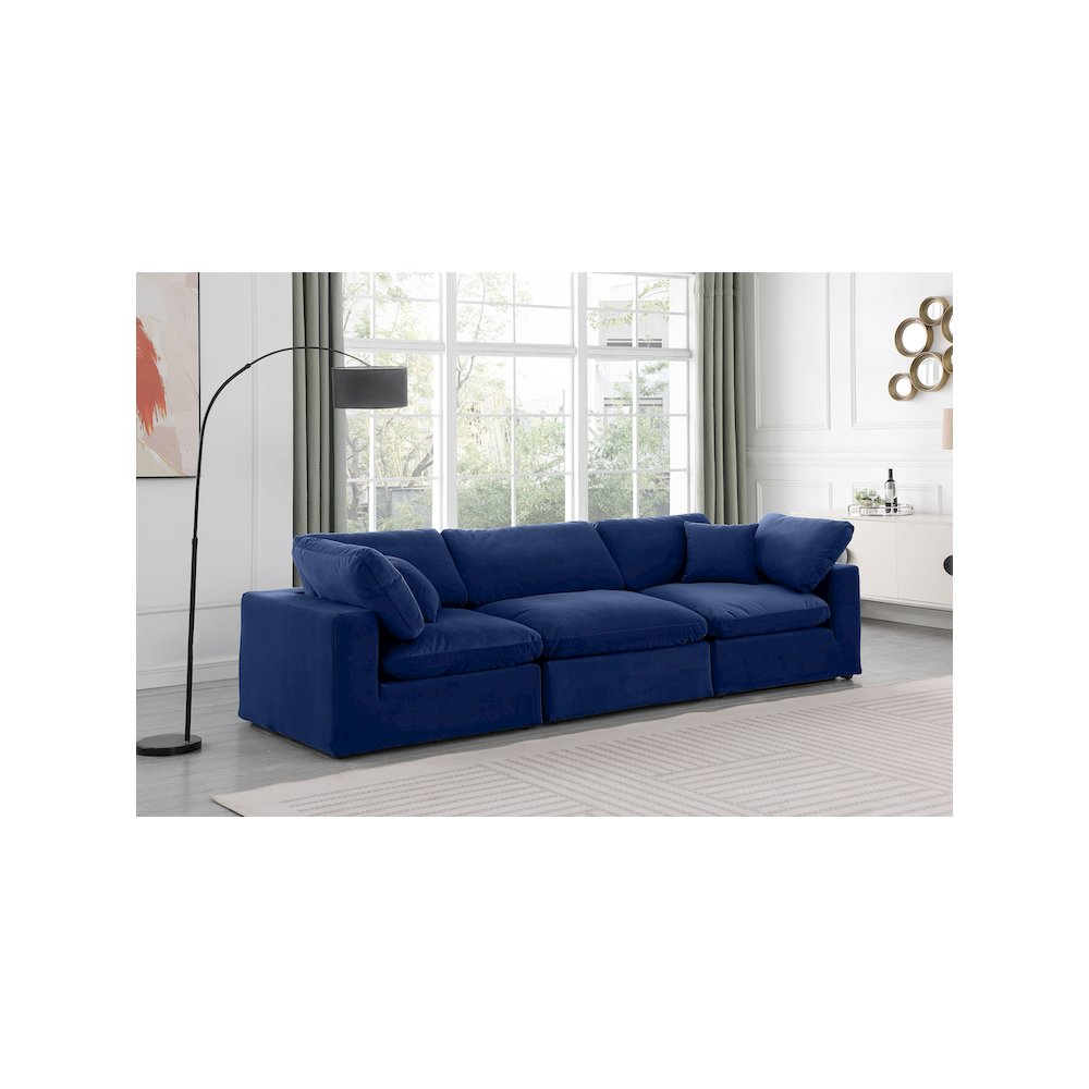 Comfy Navy Velvet Modular Sofa