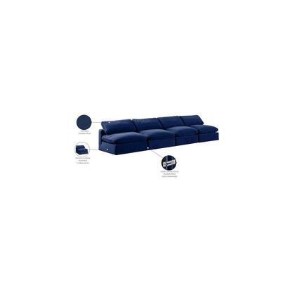 Comfy Navy Velvet Modular Sofa